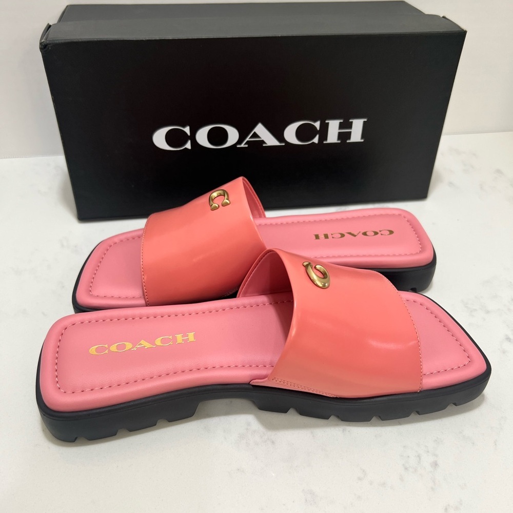 Coach Women's Pink Slide Sandals - Picture 9 of 12